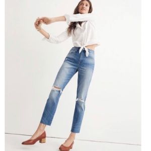Madewell High-Rise Slim Crop Boyjean: Knee Rip